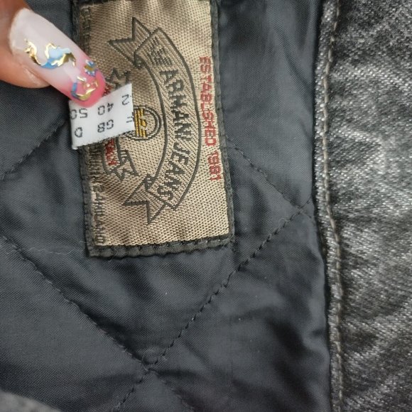 Vintage Armani Jeans Denim Jacket  Mens 34 Gray Acidwash Made in Italy - Picture 5 of 16